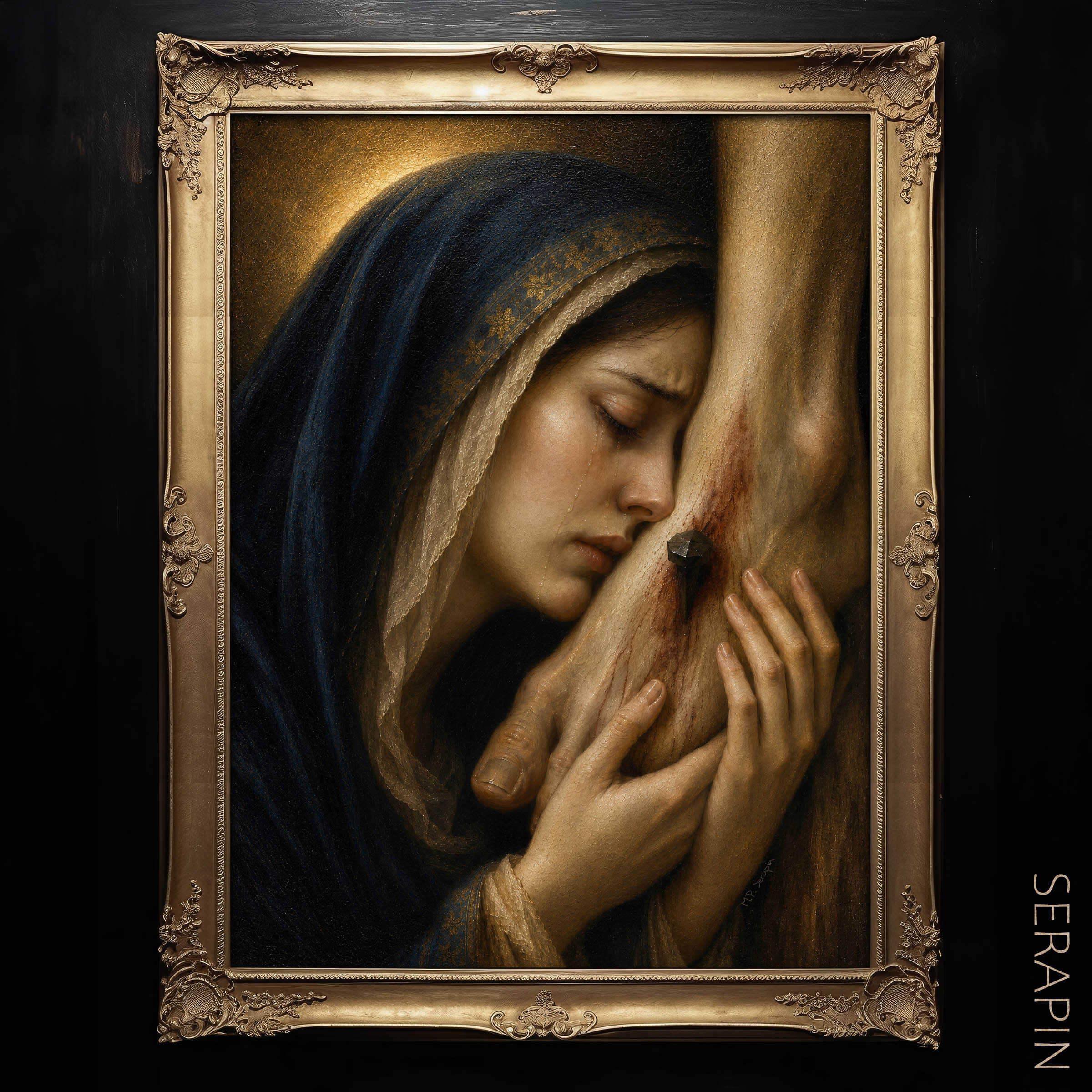 At The Foot Of The Cross — original Catholic art by M.P. Serapin