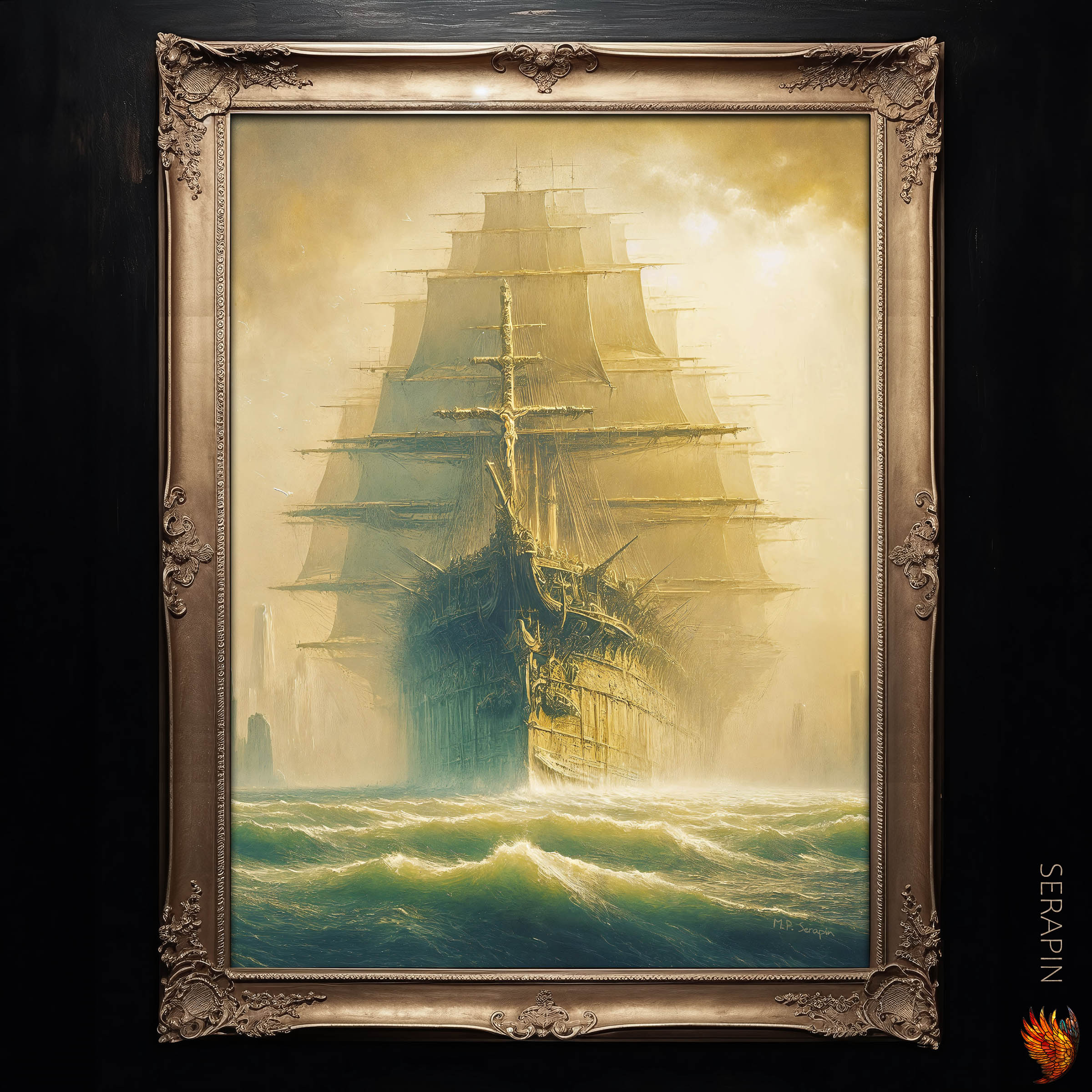 Barque of Saint Peter — original Catholic art by M.P. Serapin