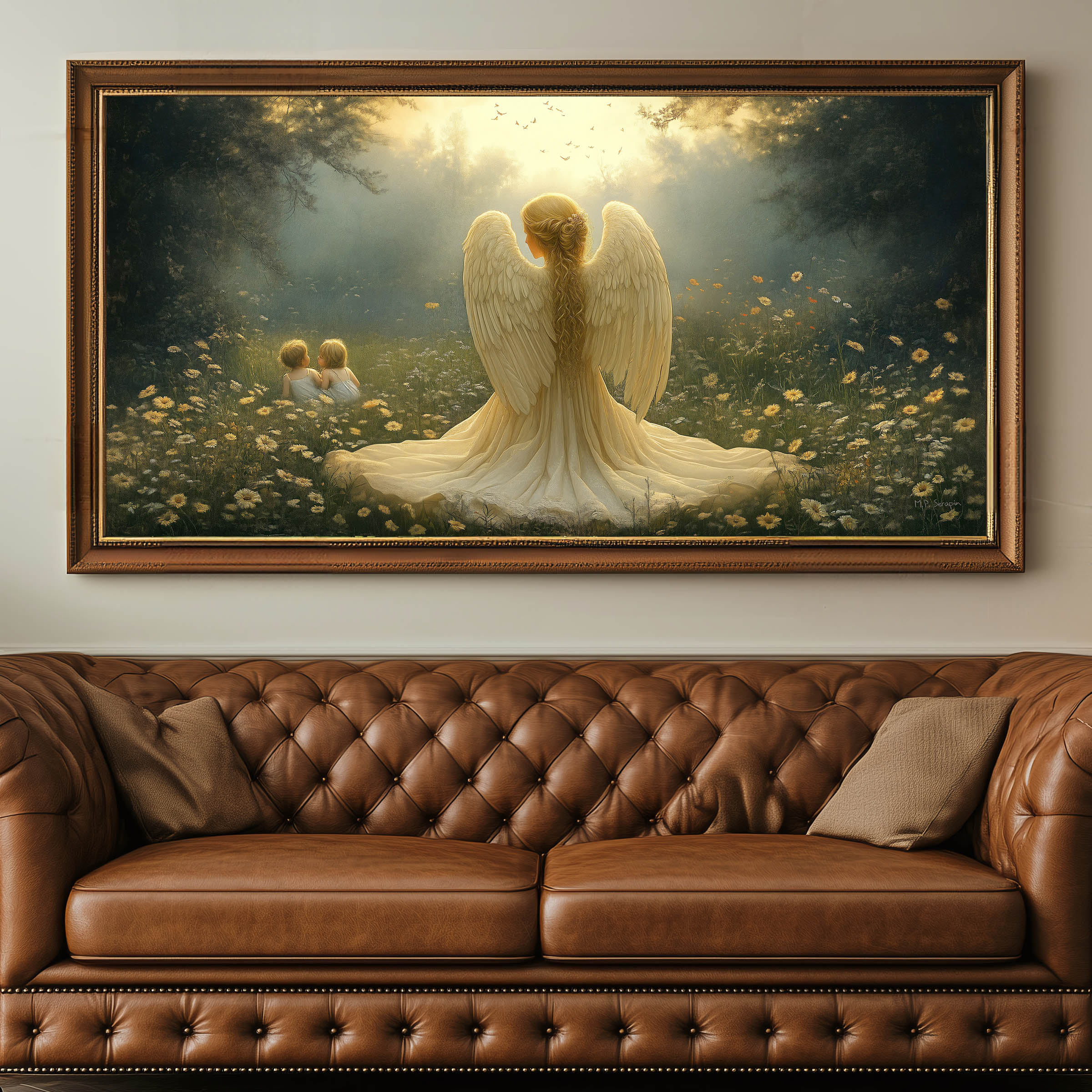 Hidden Life of Guardian Angels — original Catholic art by M.P. Serapin