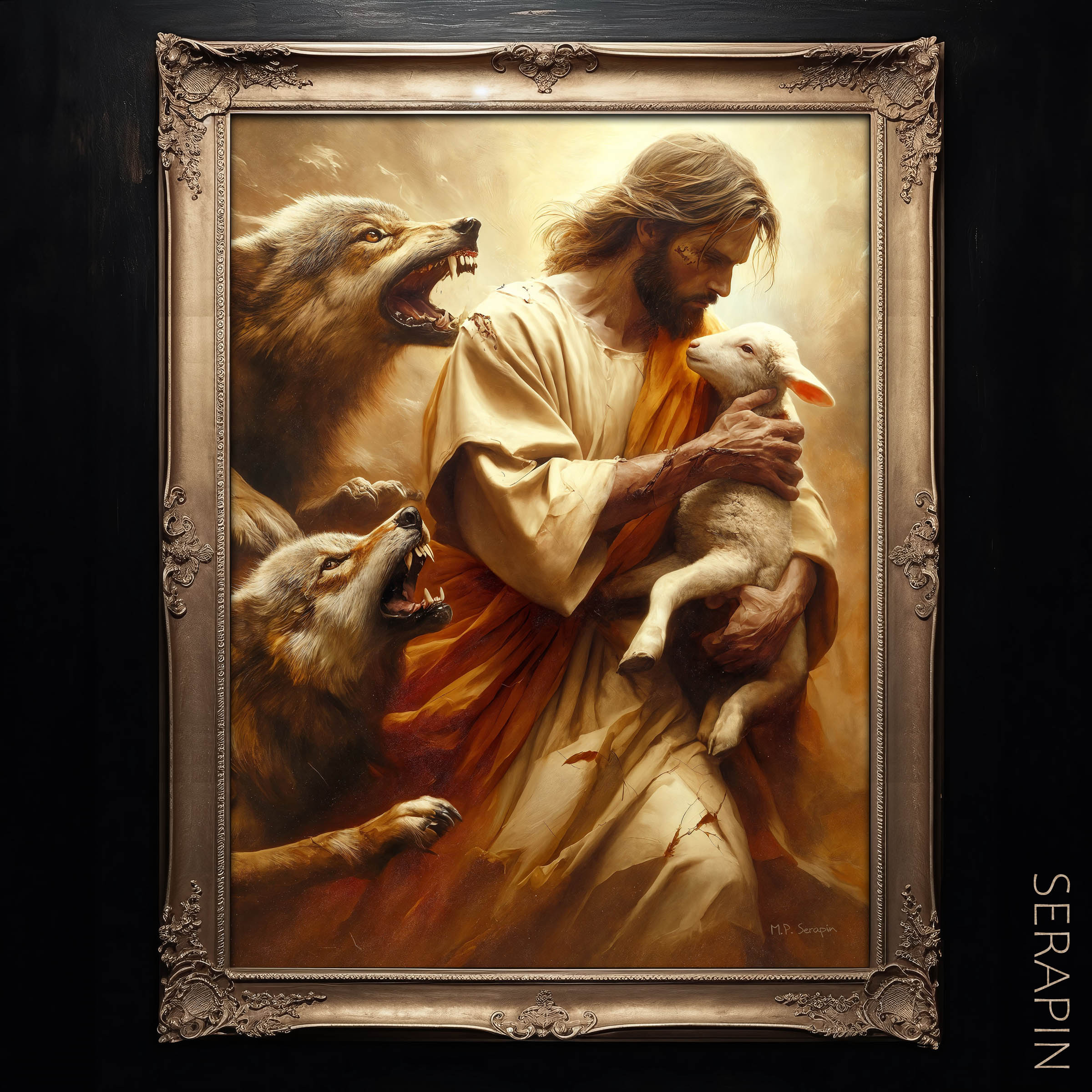 Jesus My Protector — original Catholic art by M.P. Serapin