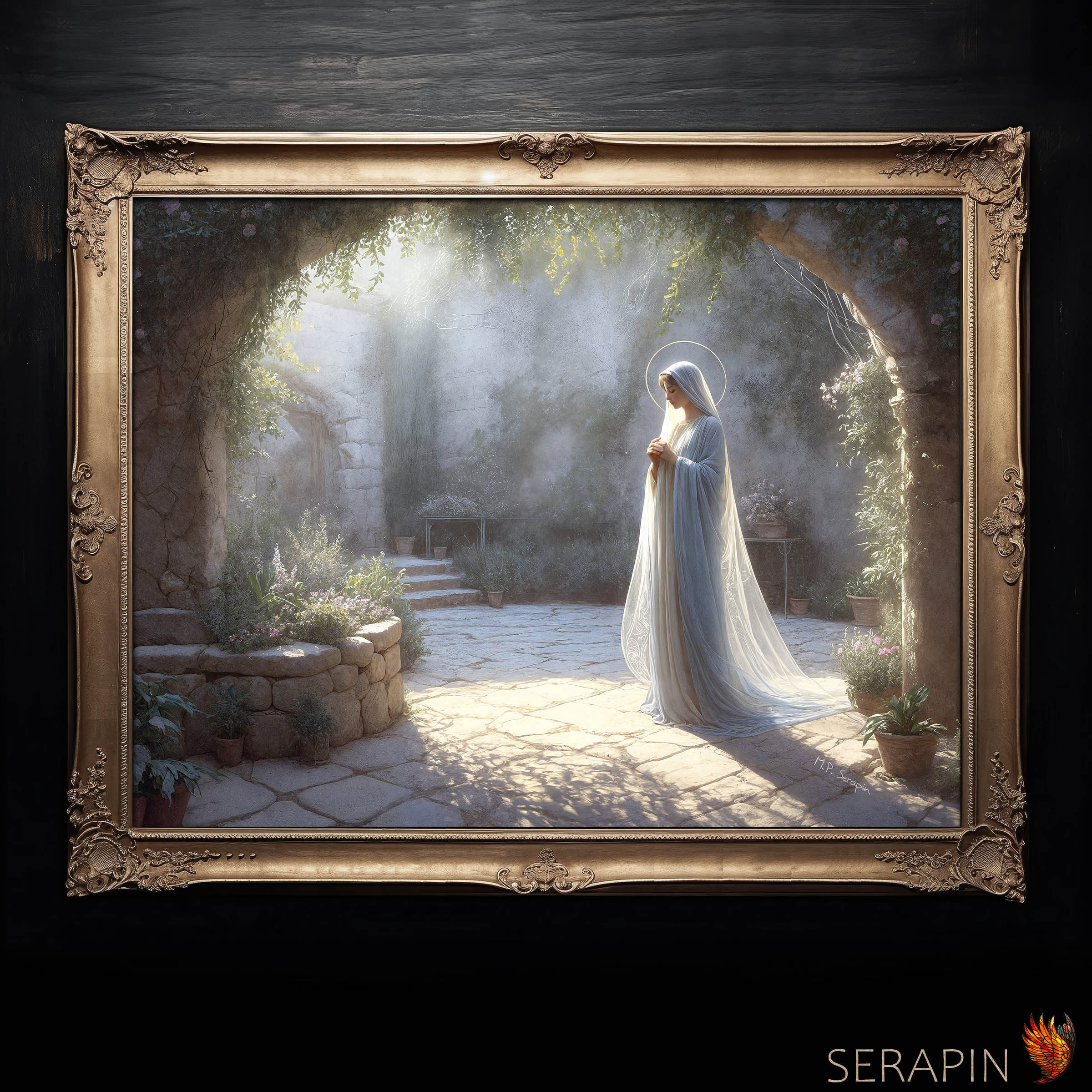 Marys Garden - Landscape — original Catholic art by M.P. Serapin