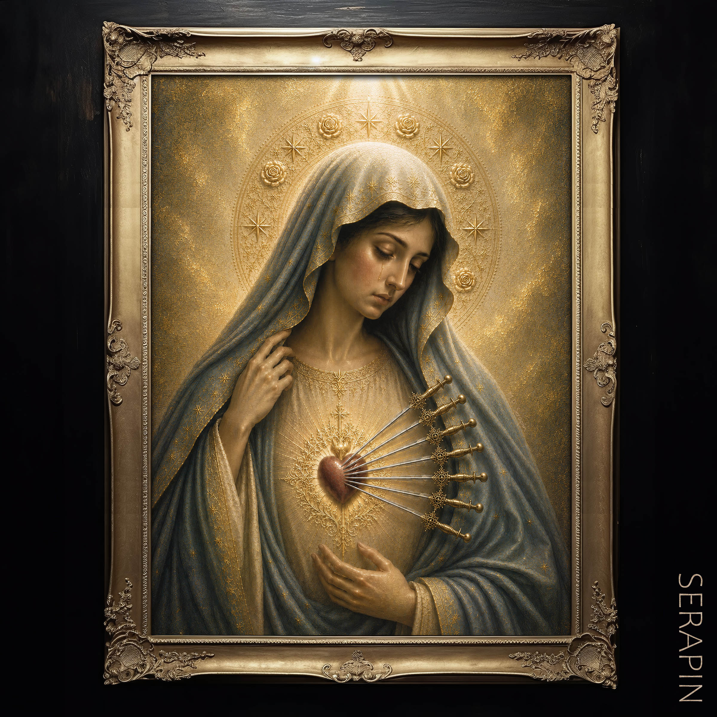 Our Lady of Sorrows 1 — original Catholic art by M.P. Serapin