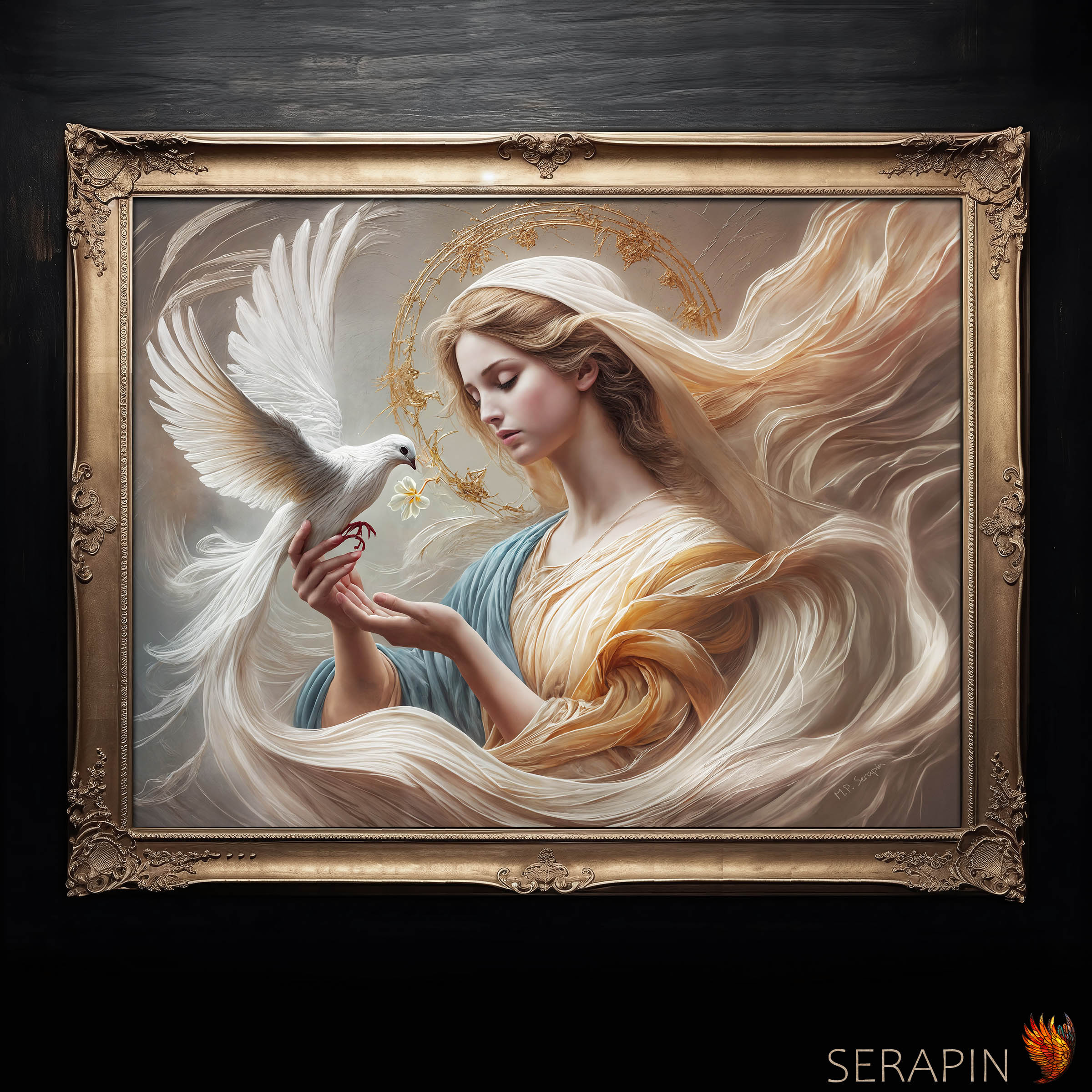 Spouse of the Holy Spirit - White Dove — original Catholic art by M.P. Serapin
