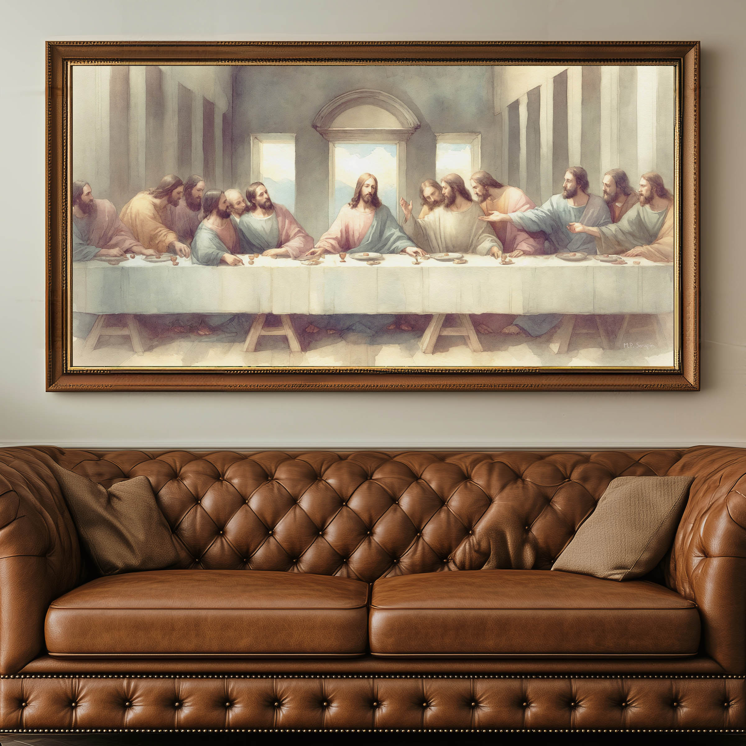 The Last Supper - Watercolor — original Catholic art by M.P. Serapin