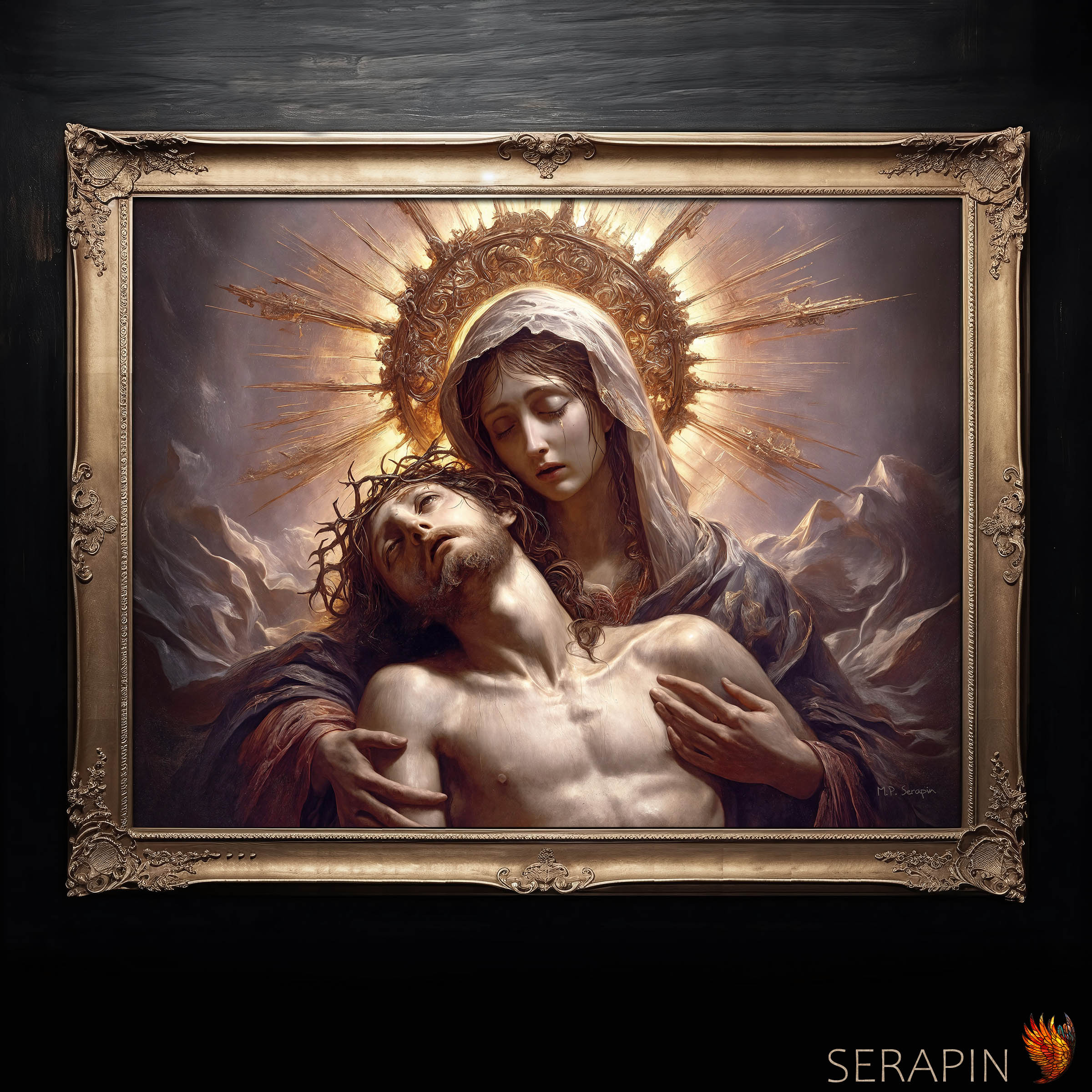 The Pieta — original Catholic art by M.P. Serapin
