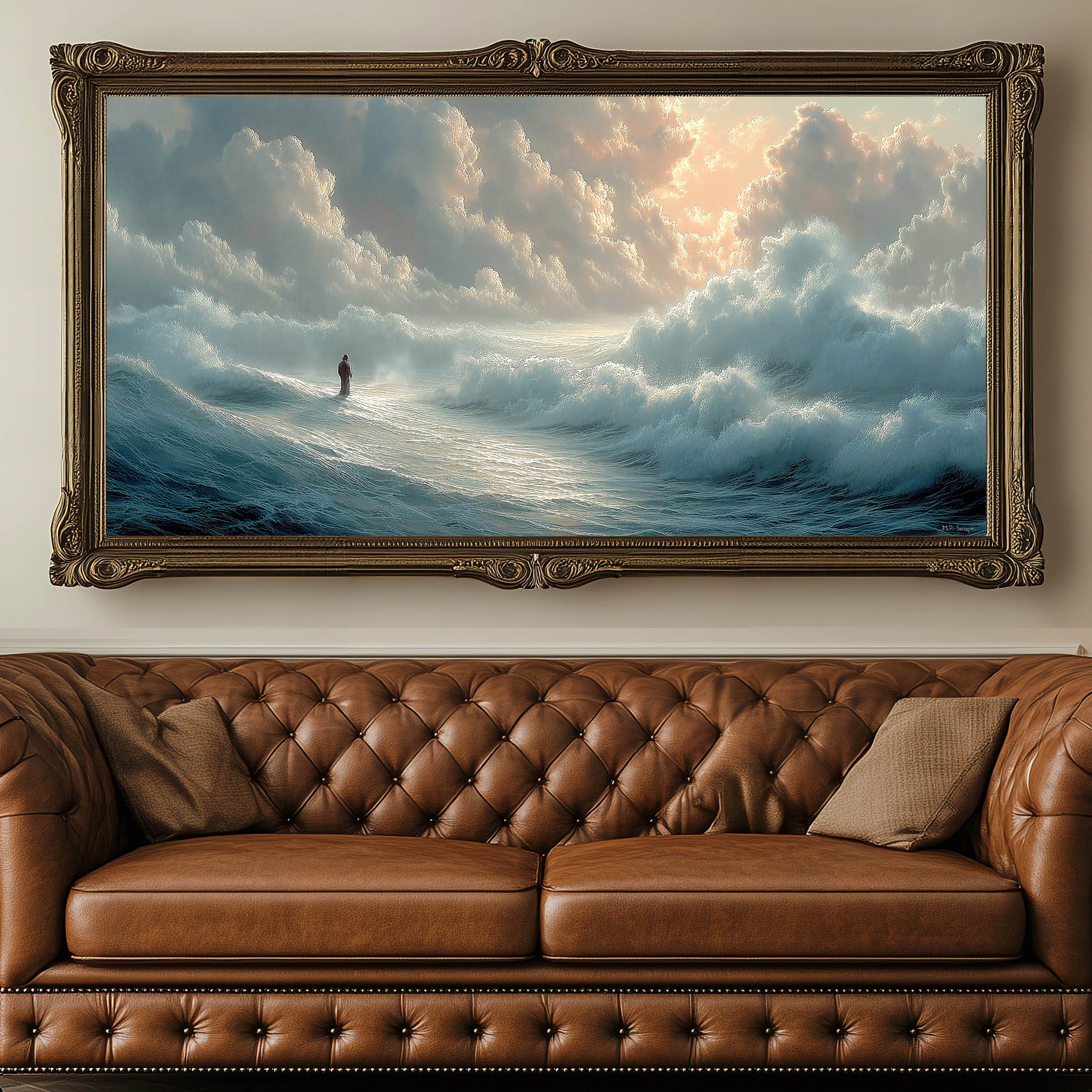 Walking on Water - Wide — original Catholic art by M.P. Serapin